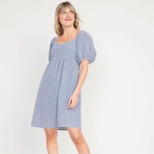 Old Navy Blue Gingham Puff Sleeve Dress